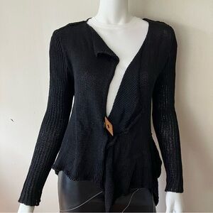 NWT Eurolino black Pima cotton knit asymmetrical cardigan sweater